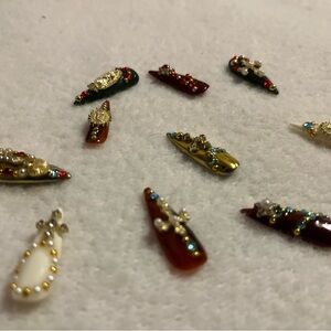 Handmade 10 pcs/Nail set Gold Cross Charm\ Design